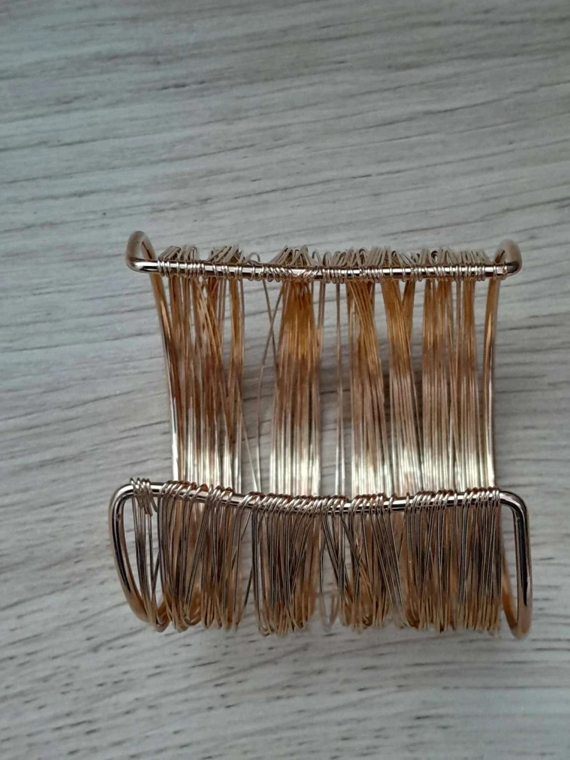 Metalen armband, gouden filamenten, verstelbaar, Boheemse stijl – photo 4